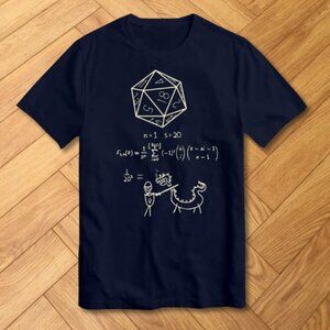 Dungeons and Dragons Math D20 Dice Graphic Tee Navy